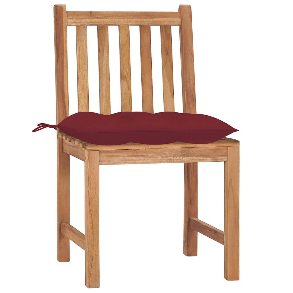 Sedie da Giardino 4 pz con Cuscini in Legno Massello di Teak vidaXL
