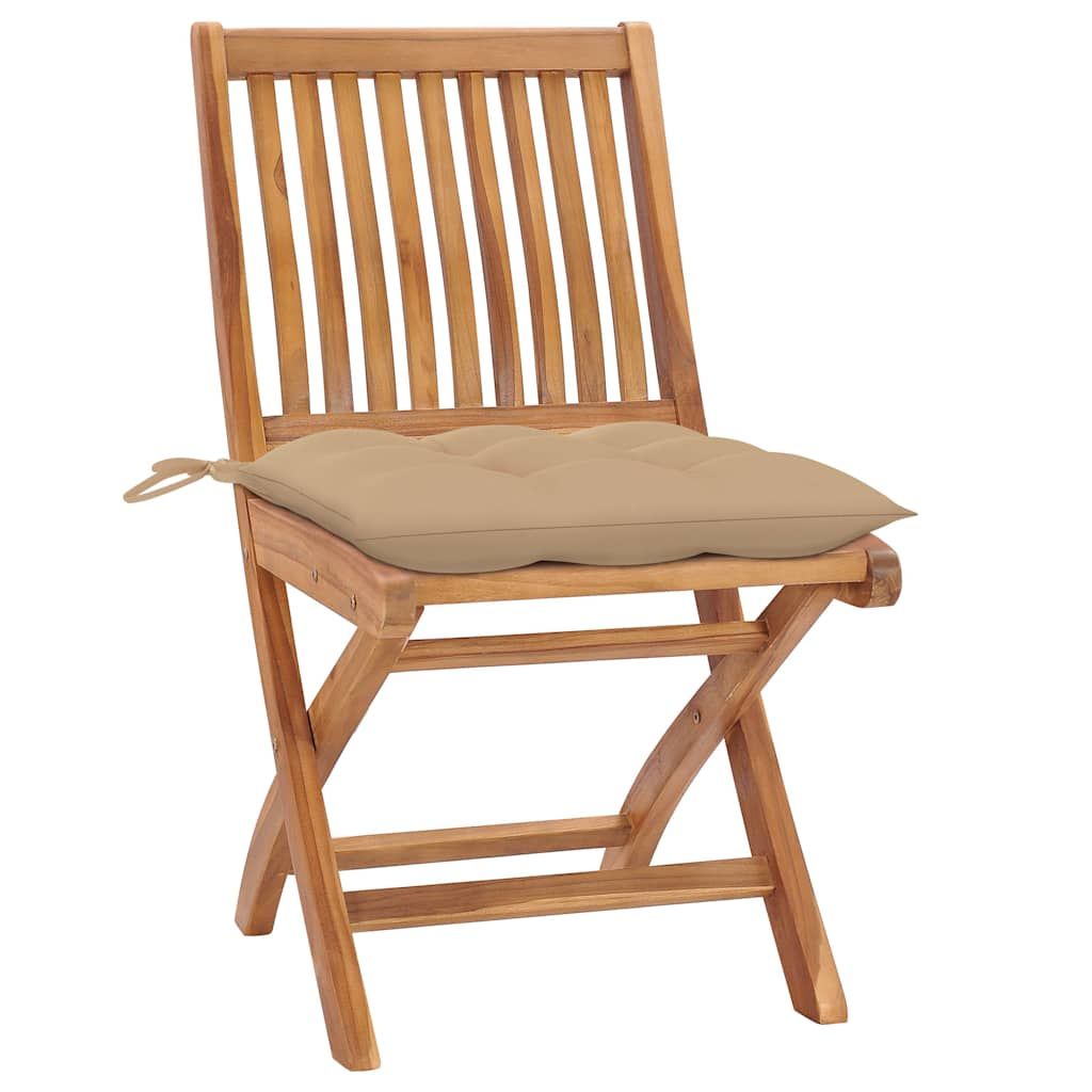 Sedie da Giardino Pieghevoli con Cuscini 8 pz Massello di Teak vidaXL