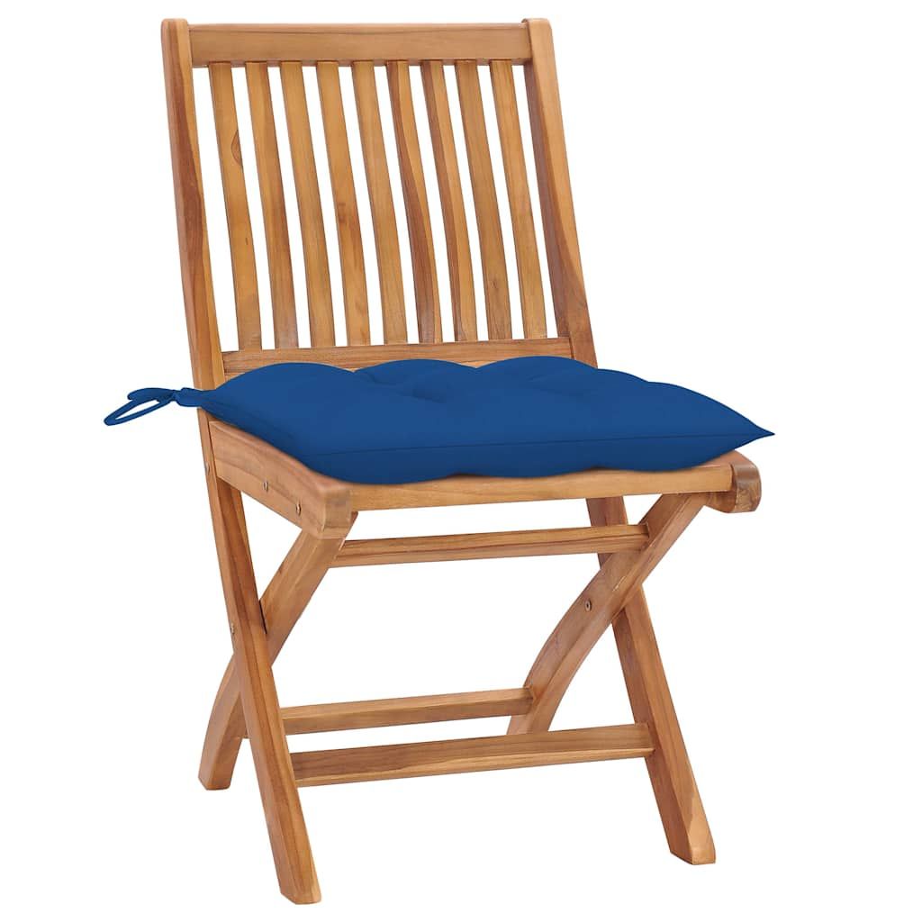 Sedie da Giardino Pieghevoli con Cuscini 4 pz Massello di Teak vidaXL