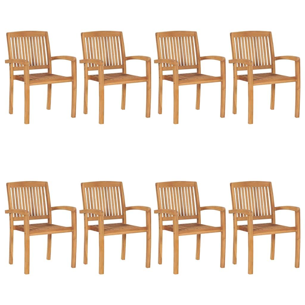Sedie da Giardino Impilabili 8 pz con Cuscini Massello di Teak vidaXL
