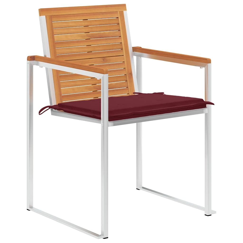Sedie da Giardino con Cuscini 4 pz in Legno Massello di Acacia vidaXL