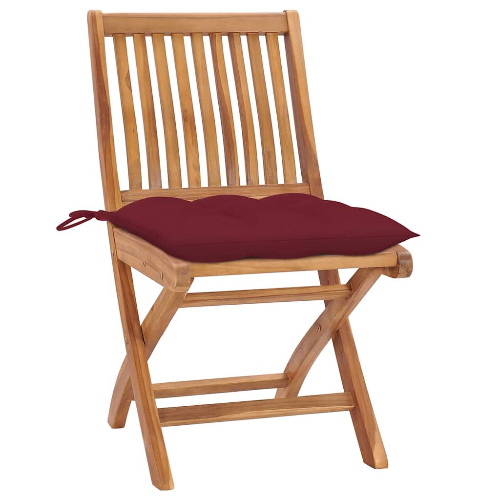 Sedie da Giardino Pieghevoli con Cuscini 8 pz Massello di Teak vidaXL