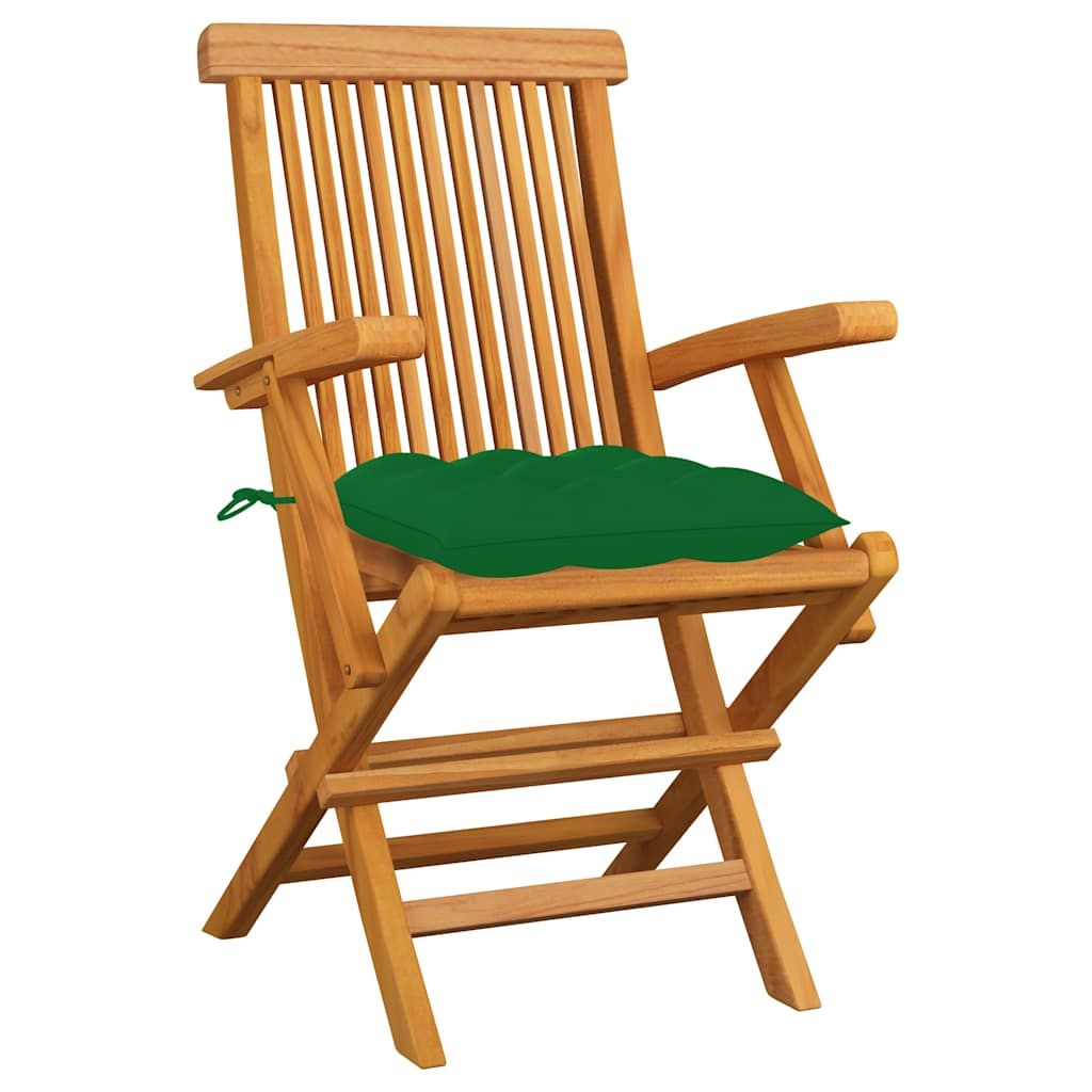 Sedie da Giardino con Cuscini Verdi 6 pz Legno Massello di Teak vidaXL