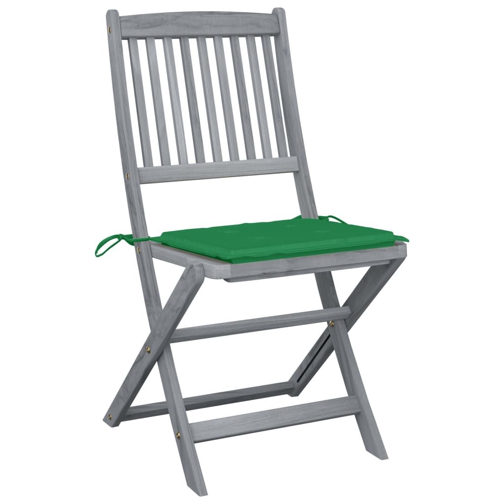 Sedie da Giardino Pieghevoli 4pz con Cuscini in Massello Acacia vidaXL