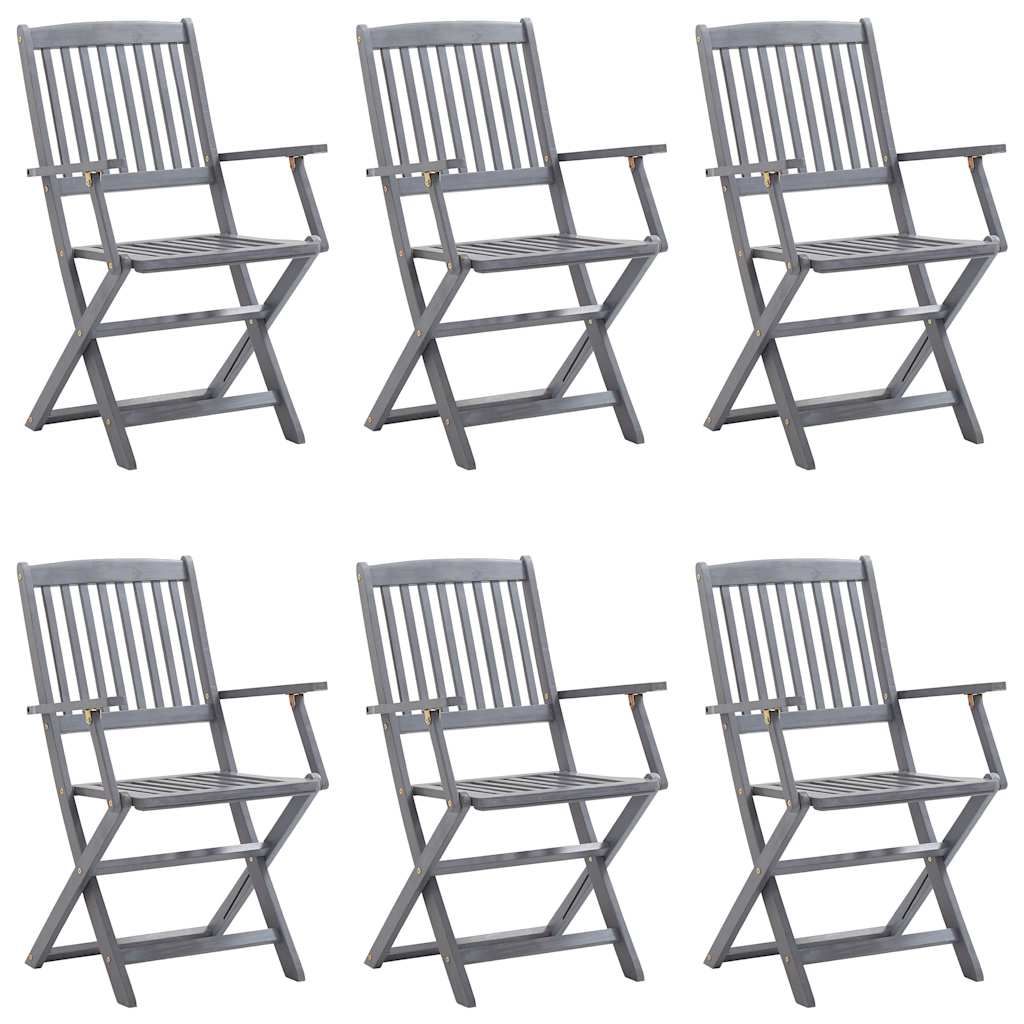 Sedie da Giardino Pieghevoli 6pz con Cuscini in Massello Acacia vidaXL
