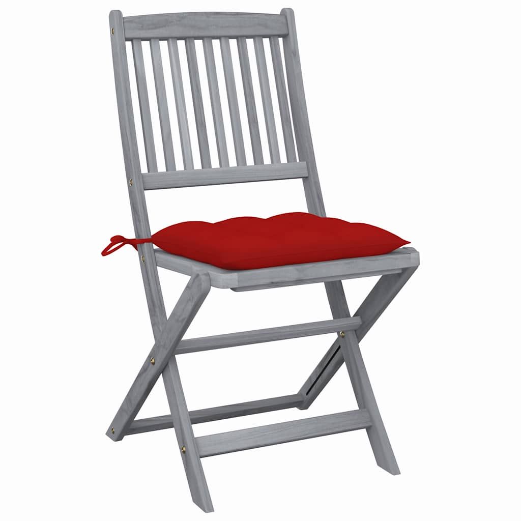 Sedie da Giardino Pieghevoli 6pz con Cuscini in Massello Acacia vidaXL