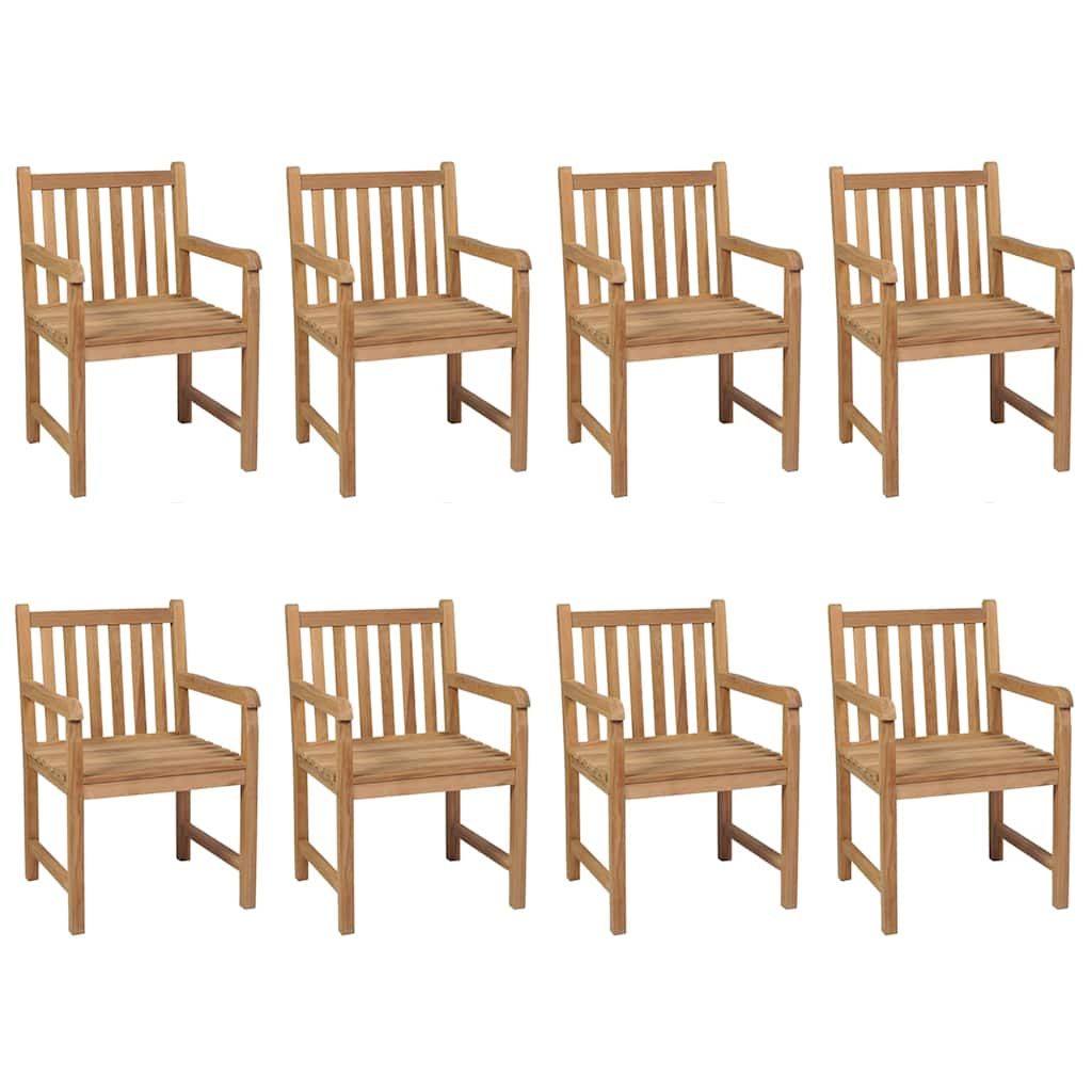 Sedie da Giardino 8 pz con Cuscini Beige in Massello di Teak vidaXL
