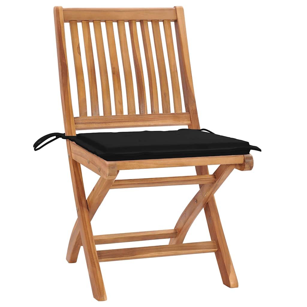 Sedie da Giardino Pieghevoli con Cuscini 4 pz Massello di Teak vidaXL