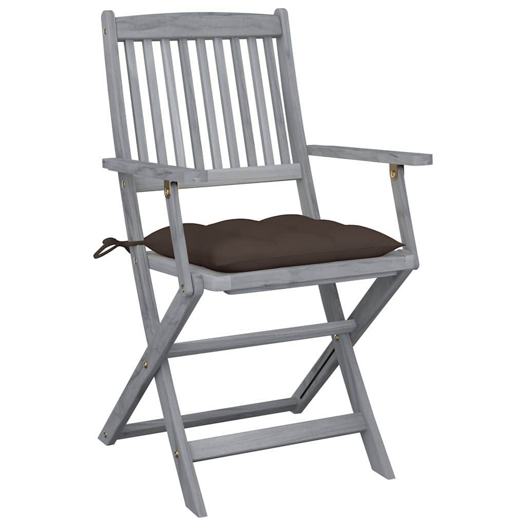Sedie da Giardino Pieghevoli 2pz con Cuscini in Massello Acacia vidaXL