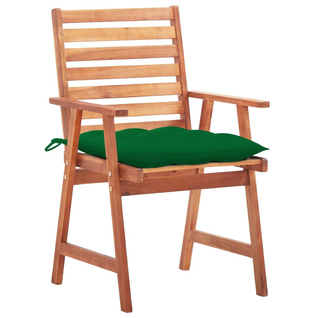 Sedie da Pranzo da Esterni con Cuscini 3 pz Massello di Acacia vidaXL