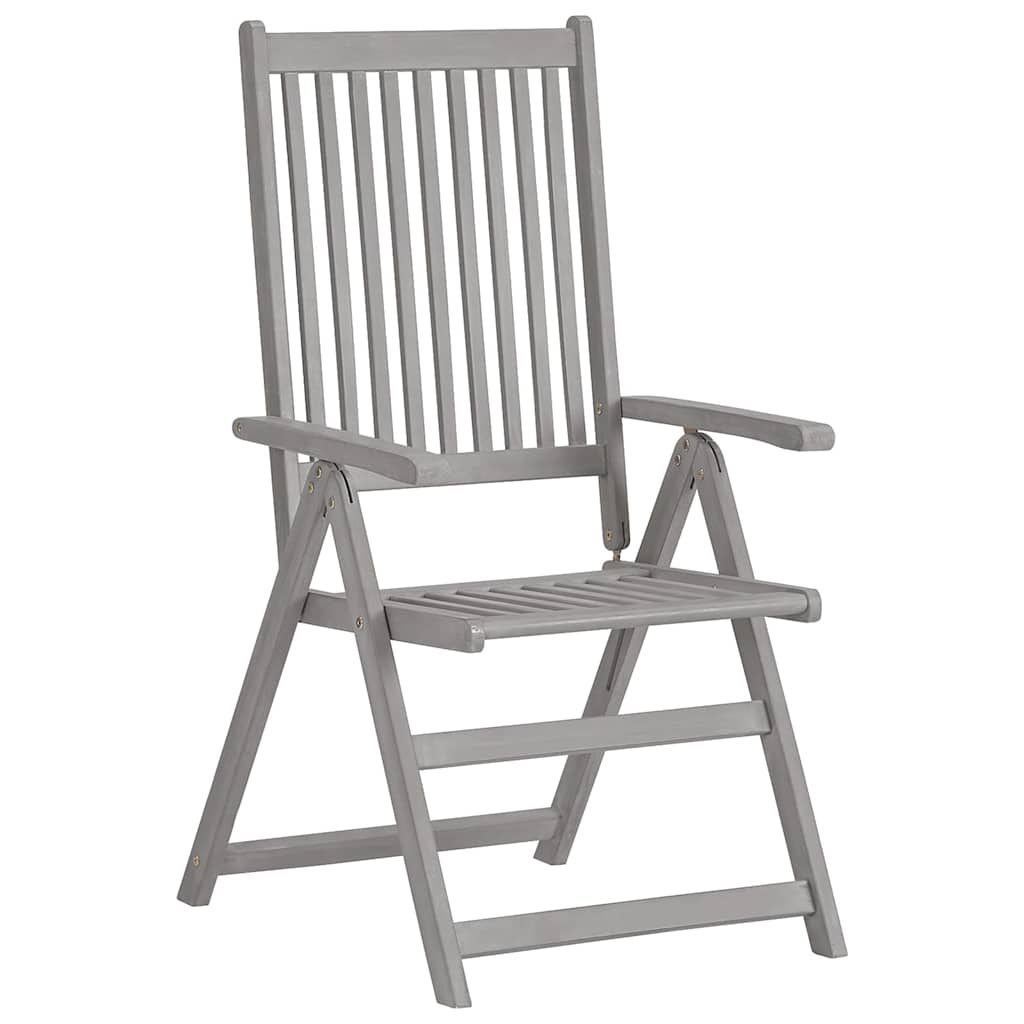Sedie Reclinabili da Giardino 4 pz Grigie in Massello di Acacia vidaXL
