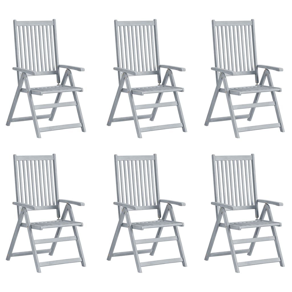 Sedie da Giardino Reclinabili 6 pz con Cuscini Massello Acacia vidaXL