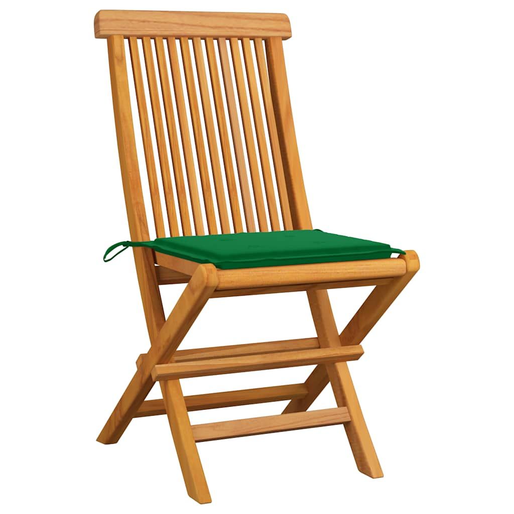 Sedie da Giardino con Cuscini Verdi 6 pz in Massello di Teak vidaXL