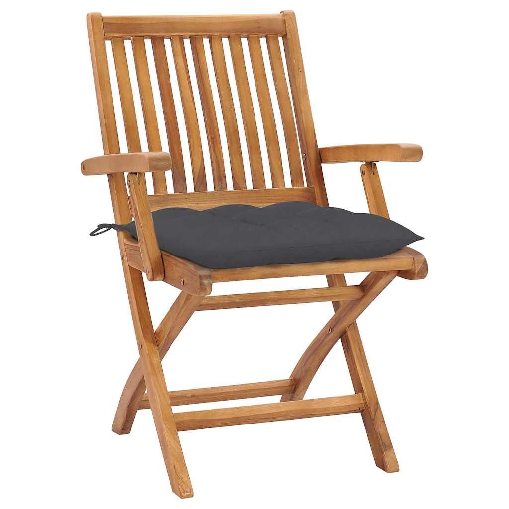 Sedie da Giardino Pieghevoli con Cuscini 4 pz Massello di Teak vidaXL