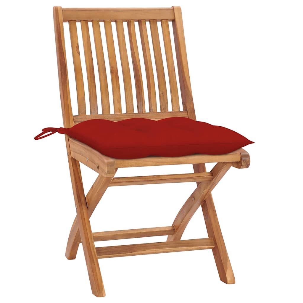 Sedie da Giardino Pieghevoli con Cuscini 4 pz Massello di Teak vidaXL