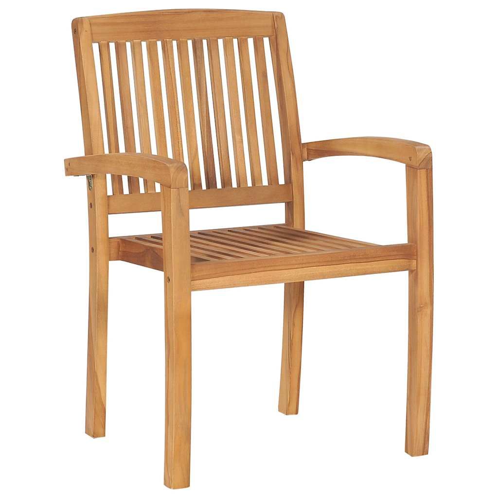 Sedie da Giardino Impilabili 4 pz in Legno Massello di Teak vidaXL