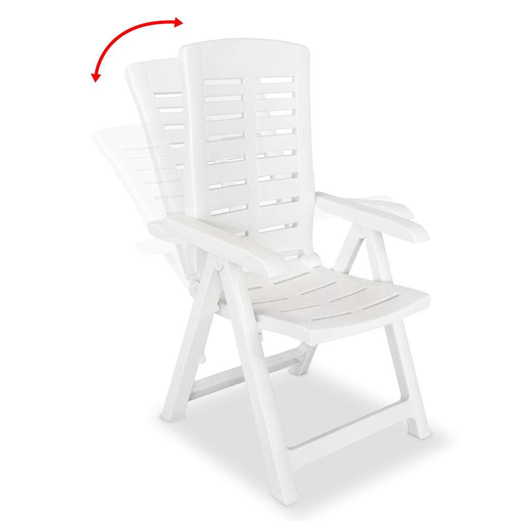 Sedie Reclinabili da Giardino 6 pz in Plastica Bianche vidaXL