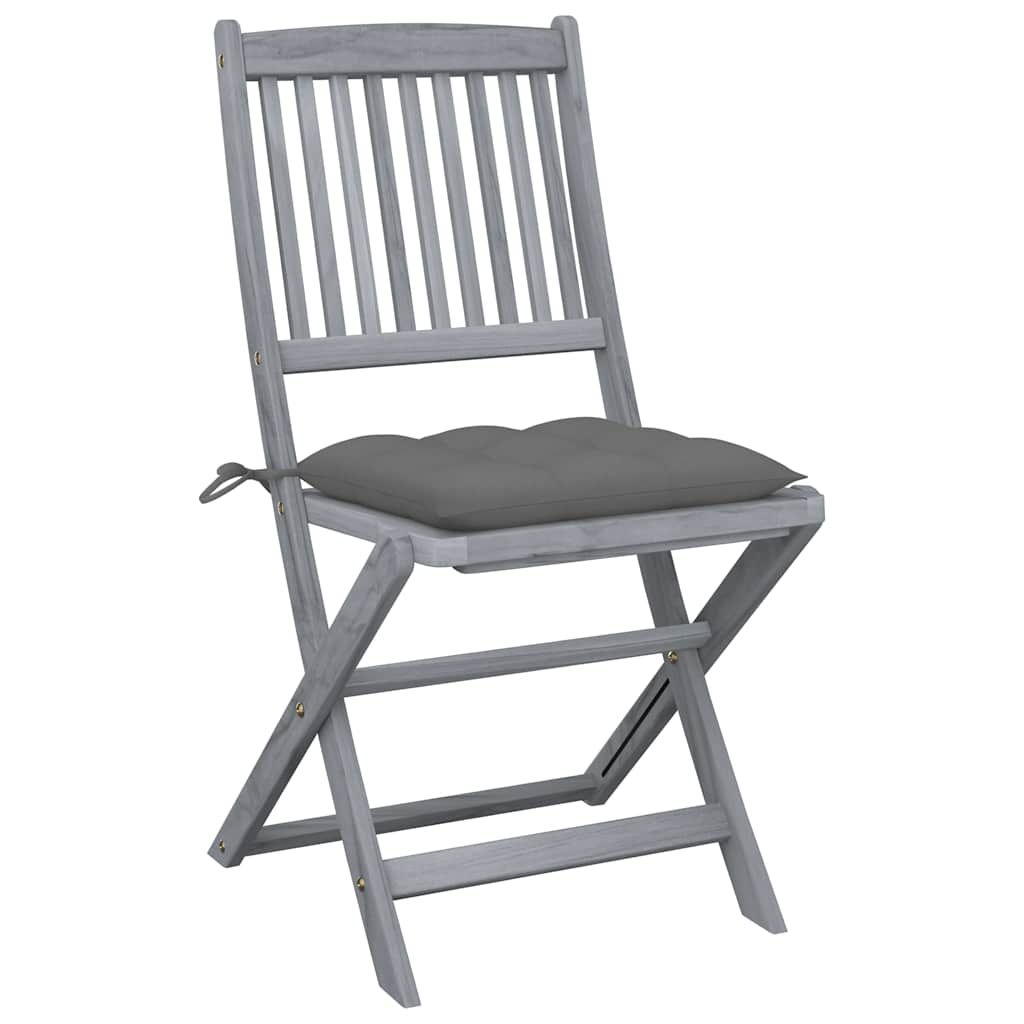 Sedie da Giardino Pieghevoli 4pz con Cuscini in Massello Acacia vidaXL
