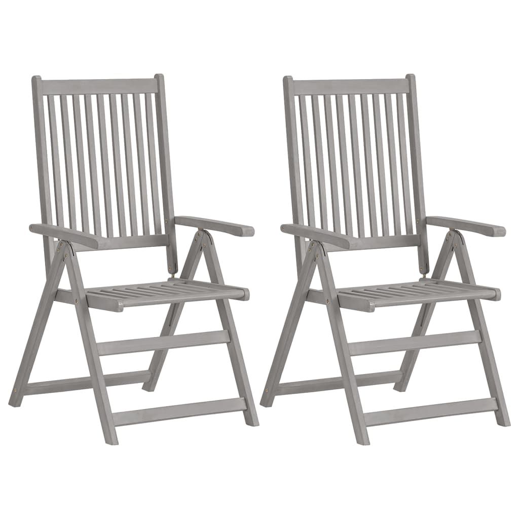 Sedie da Giardino Reclinabili 2pz con Cuscini Massello Acacia vidaXL