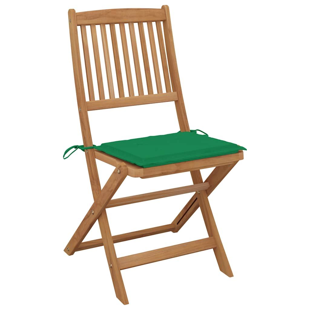 Sedie da Giardino Pieghevoli 4 pz con Cuscini Massello Acacia vidaXL