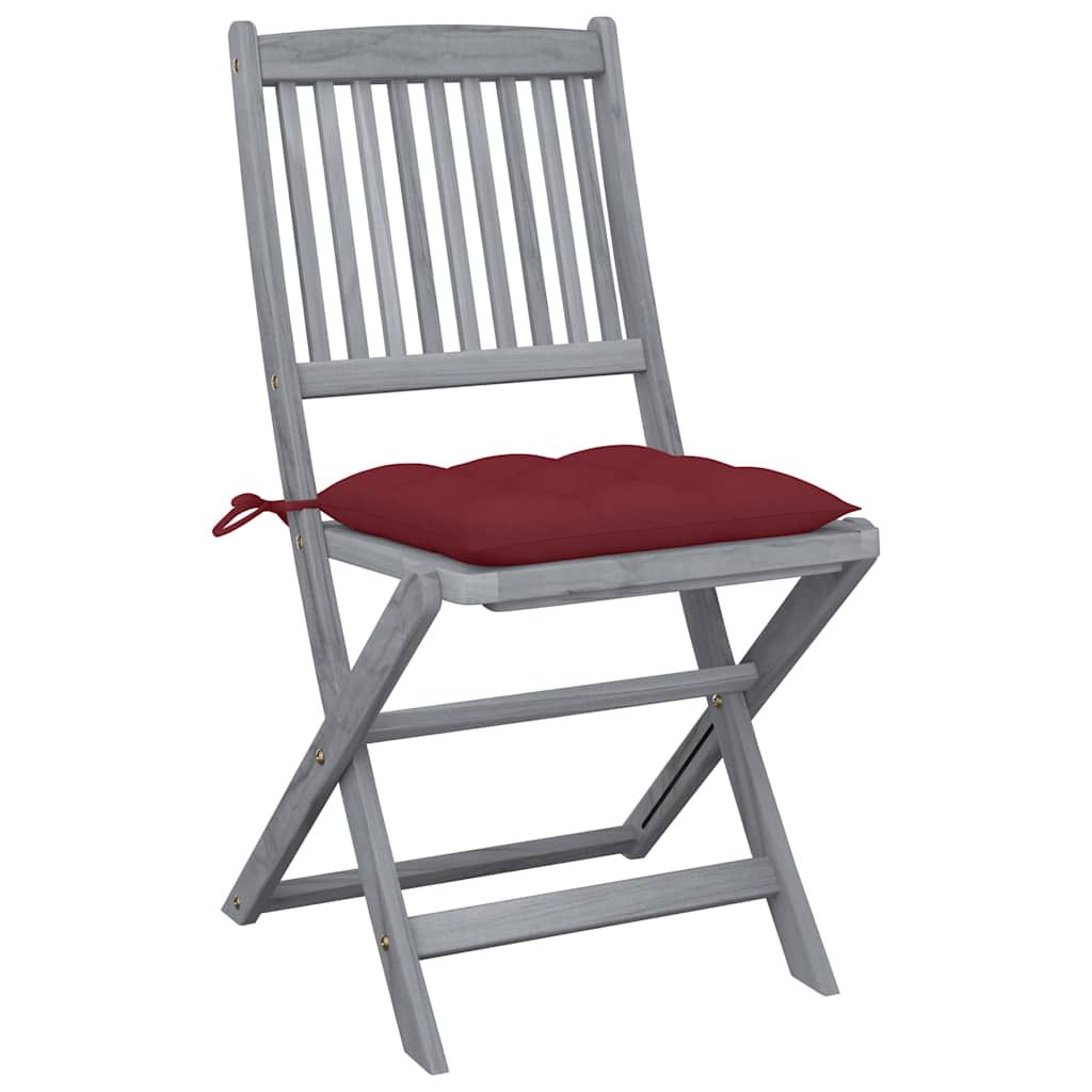 Sedie da Giardino Pieghevoli 4pz con Cuscini in Massello Acacia vidaXL