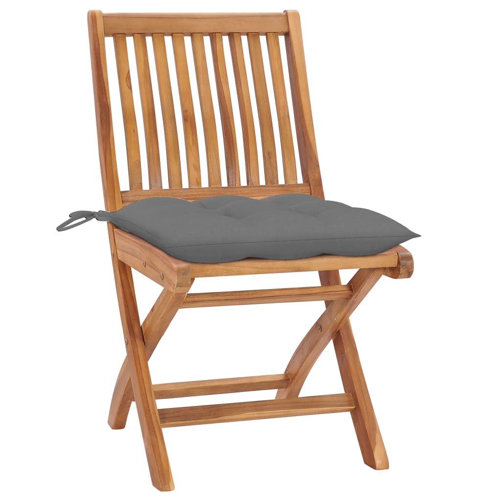 Sedie da Giardino Pieghevoli con Cuscini 8 pz Massello di Teak vidaXL