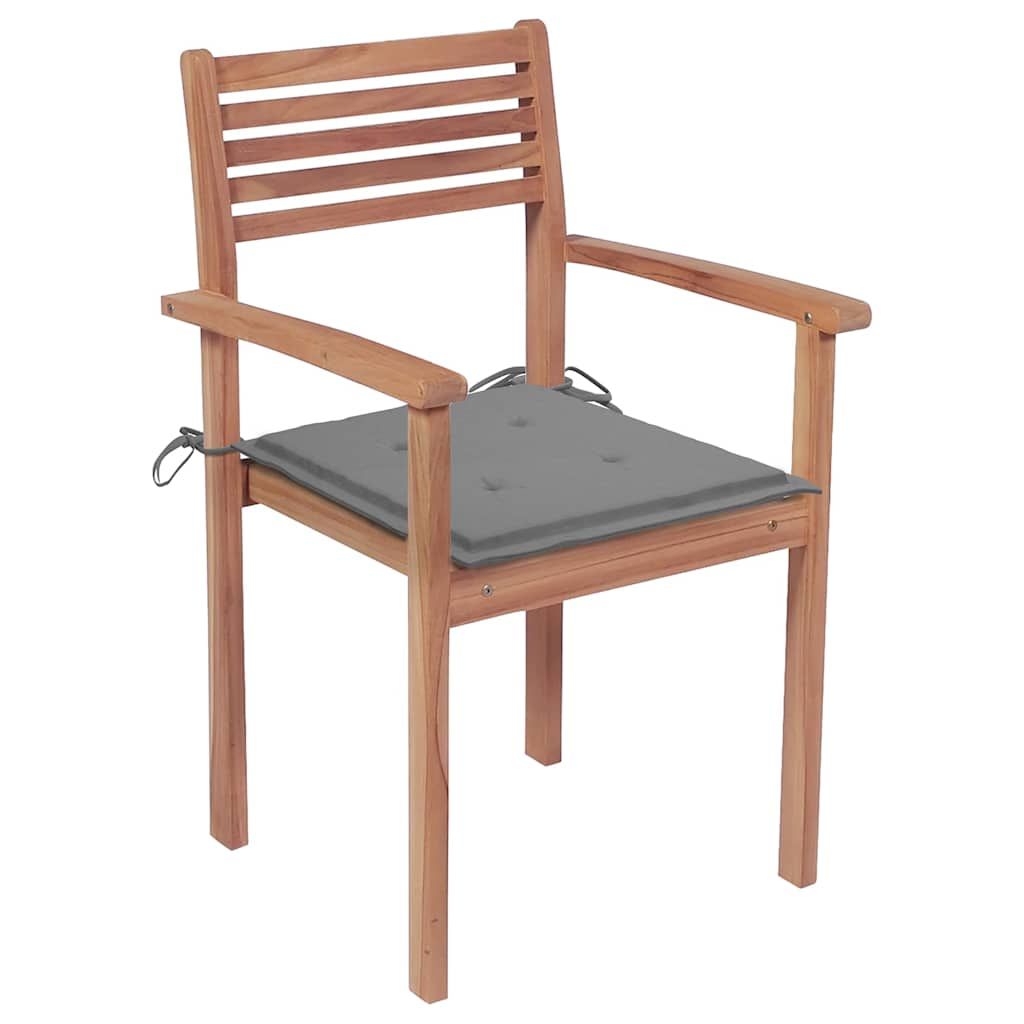 Sedie da Giardino Impilabili 8 pz con Cuscini Massello di Teak vidaXL