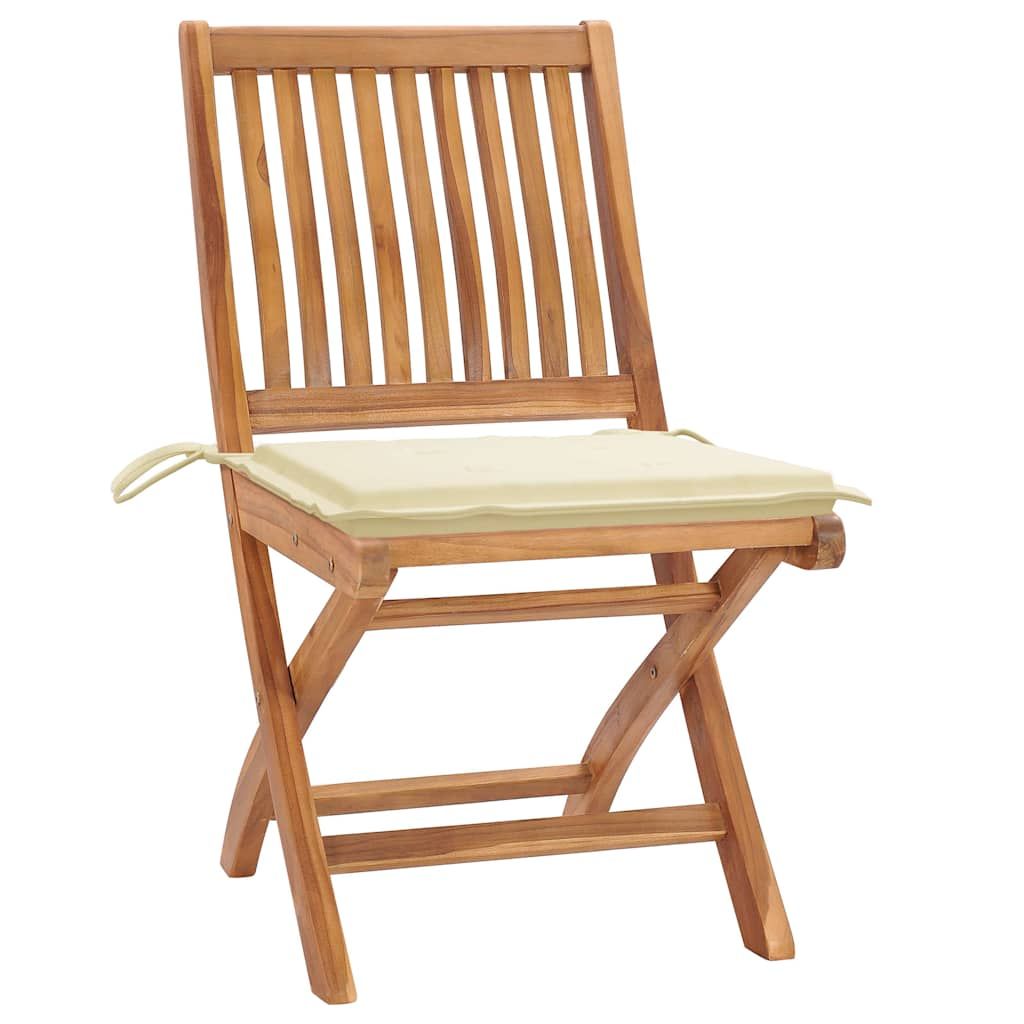 Sedie da Giardino Pieghevoli con Cuscini 4 pz Massello di Teak vidaXL