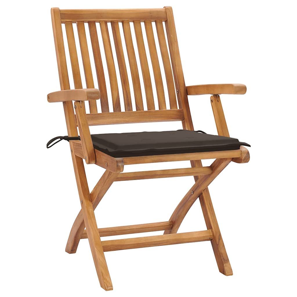 Sedie da Giardino Pieghevoli con Cuscini 4 pz Massello di Teak vidaXL