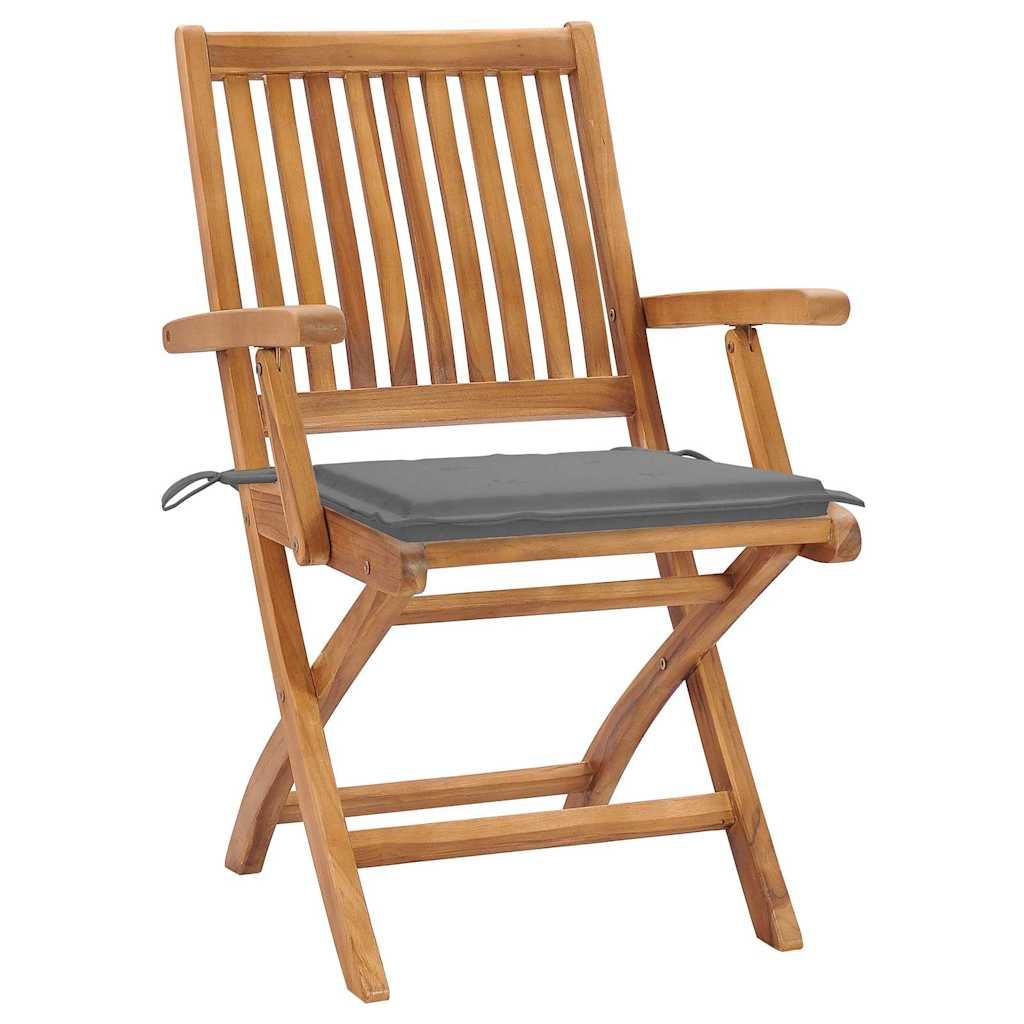 Sedie da Giardino Pieghevoli con Cuscini 8 pz Massello di Teak vidaXL