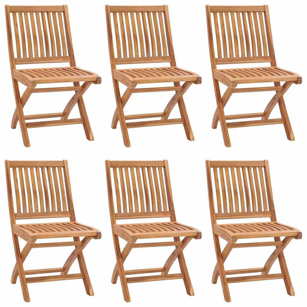 Sedie da Giardino Pieghevoli con Cuscini 6 pz Massello di Teak vidaXL