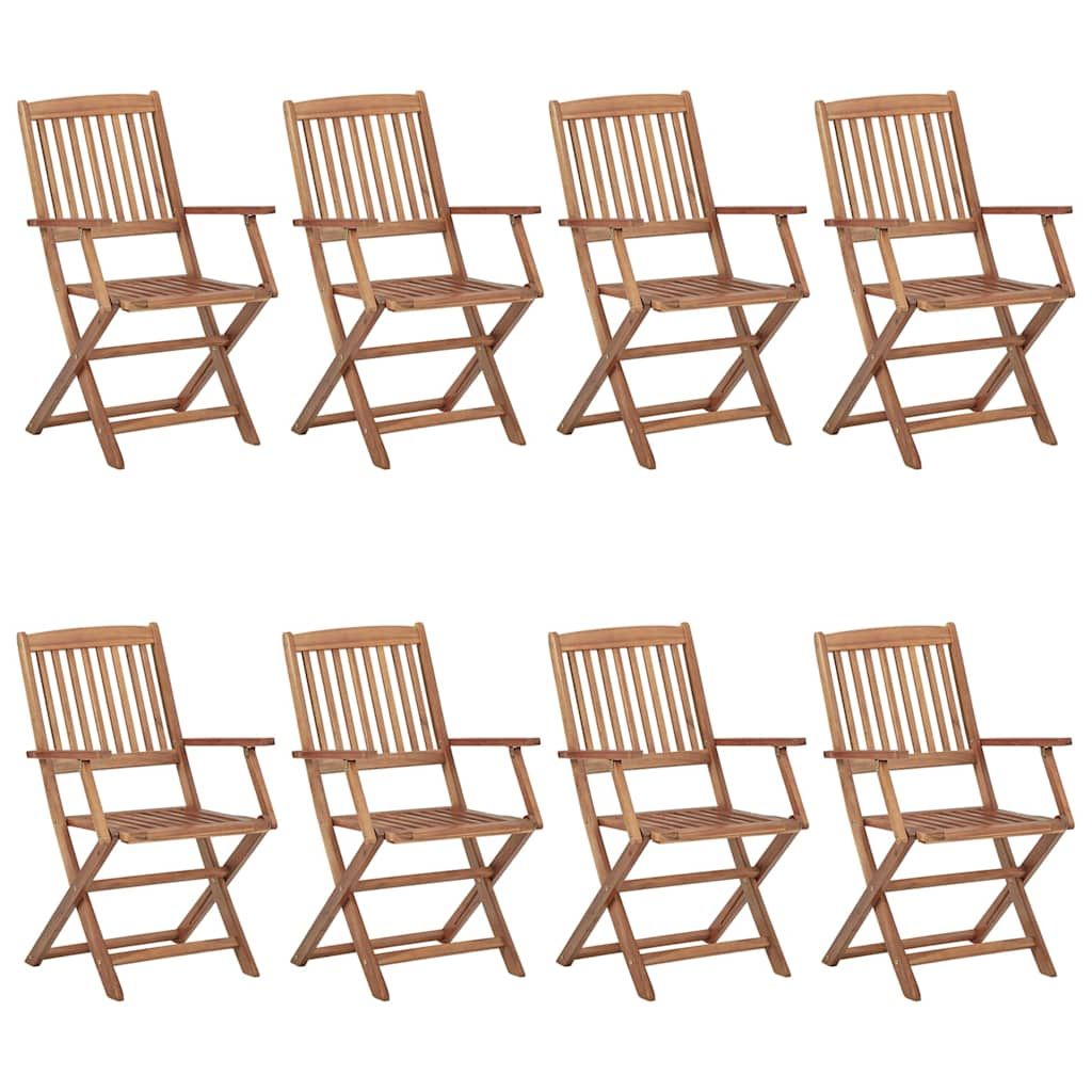 Sedie da Giardino Pieghevoli 8 pz con Cuscini Massello Acacia vidaXL