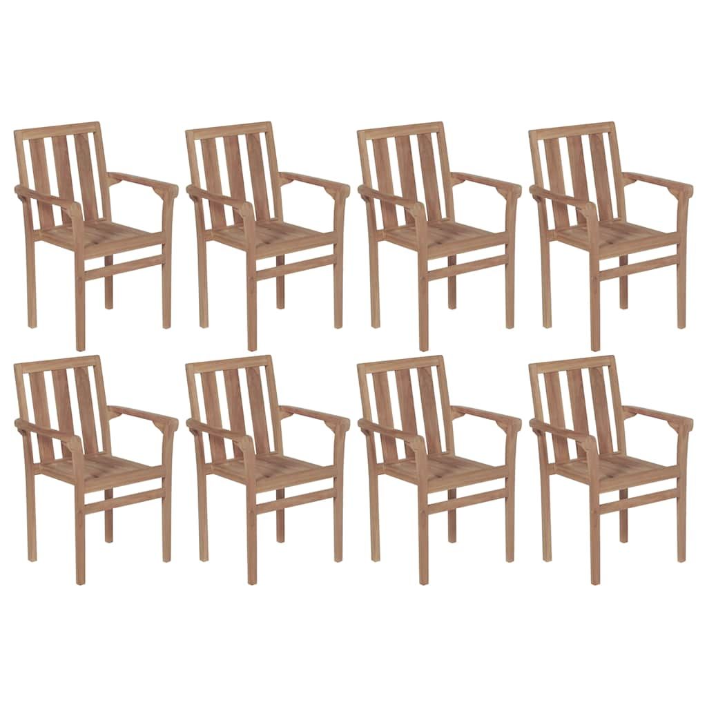 Sedie da Giardino Impilabili con Cuscini 8 pz Massello di Teak vidaXL