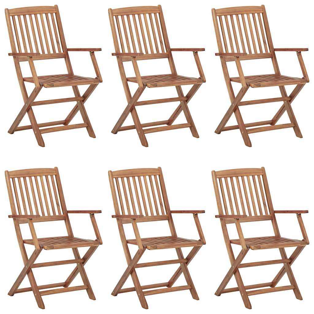 Sedie da Giardino Pieghevoli 6 pz con Cuscini Massello Acacia vidaXL