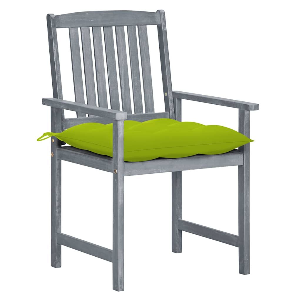 Sedie da Giardino con Cuscini 8 pz in Massello di Acacia Grigie vidaXL