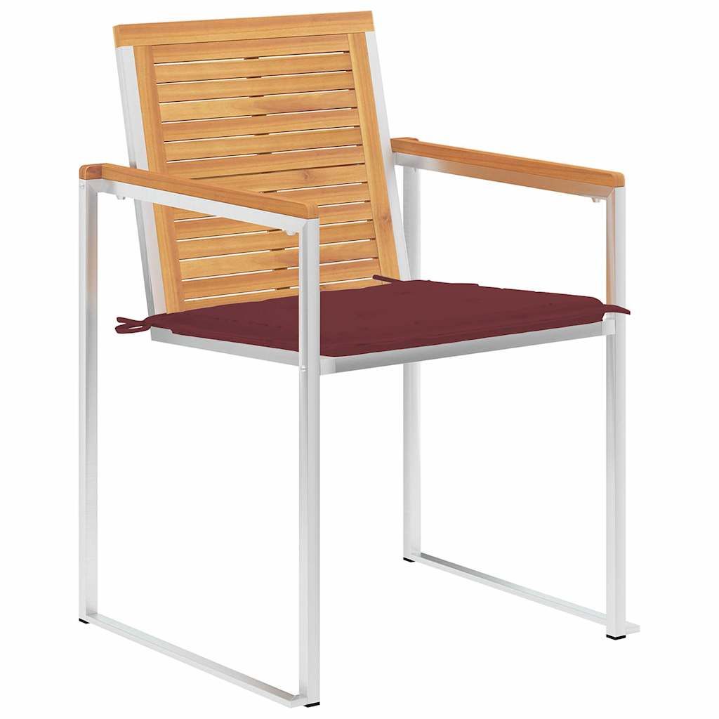 Sedie da Giardino con Cuscini 8 pz in Legno Massello di Teak vidaXL