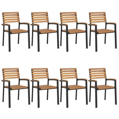 Sedie Giardino Impilabili 8 pz Legno Massello Acacia e Metallo vidaXL