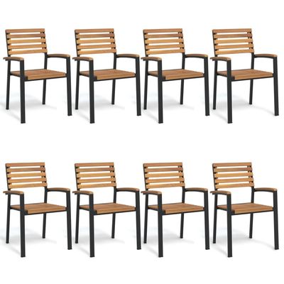 Sedie Giardino Impilabili 8 pz Legno Massello Acacia e Metallo vidaXL