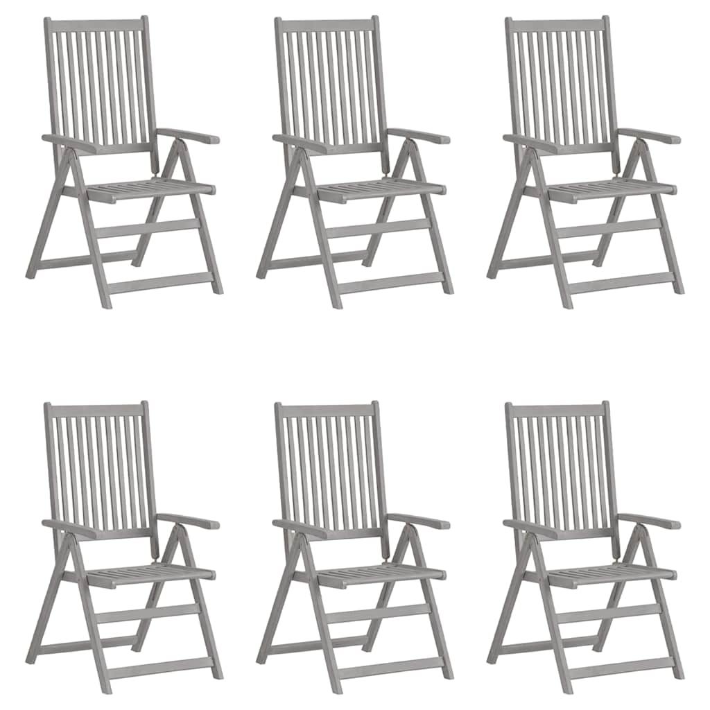 Sedie da Giardino Reclinabili 6 pz con Cuscini Massello Acacia vidaXL