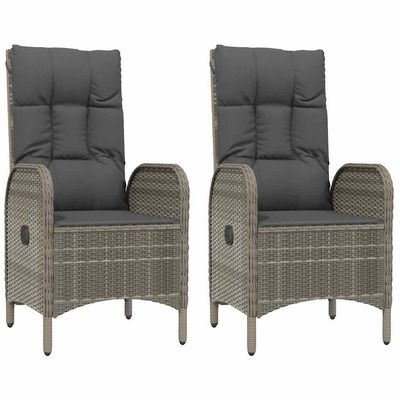 Sedie da Giardino 2 pz in Polyrattan Grigio vidaXL