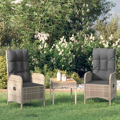 Sedie da Giardino 2 pz in Polyrattan Grigio vidaXL