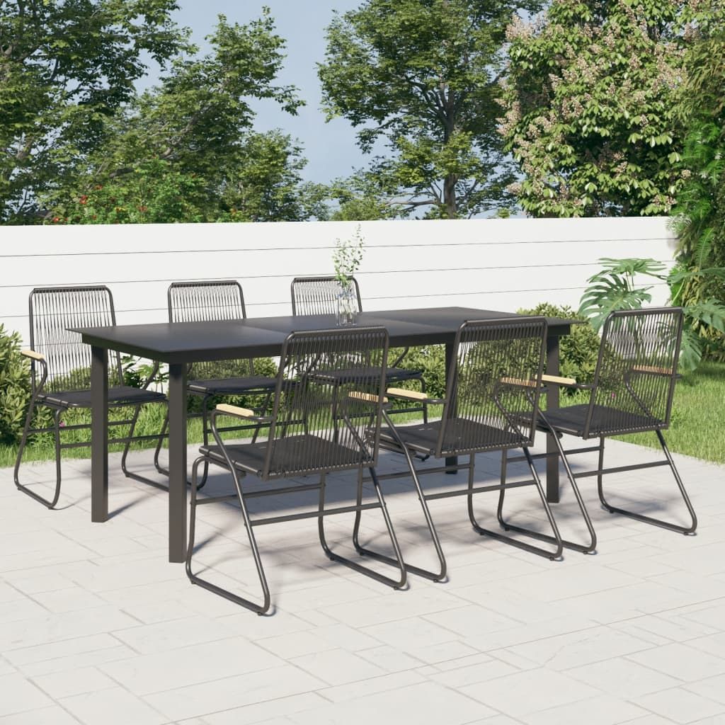 Set da Pranzo da Giardino 7 pz Nero in Rattan PVC vidaXL