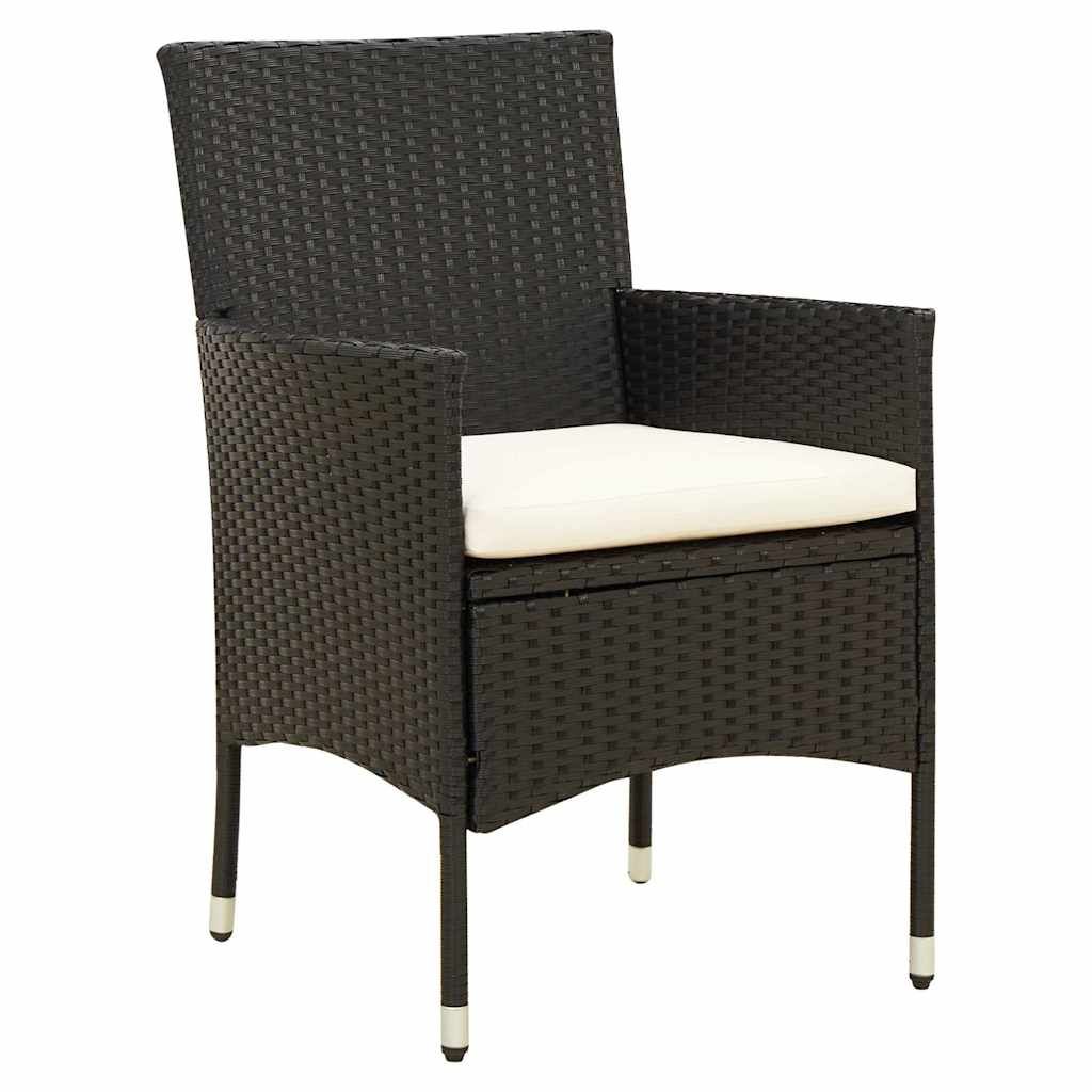 Sedie da Giardino 2 pz con Cuscini in Polyrattan Nere vidaXL