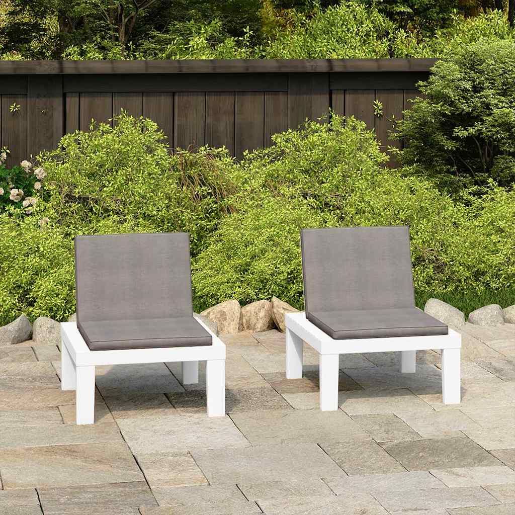 Sedie a Sdraio da Giardino con Cuscini 2 pz in Plastica Bianche vidaXL