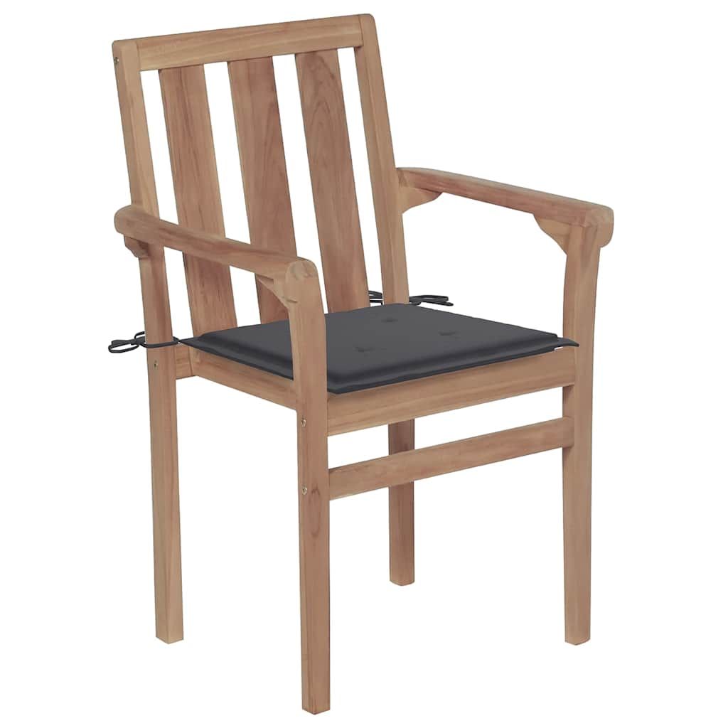 Sedie da Giardino Impilabili con Cuscini 6 pz Massello di Teak vidaXL