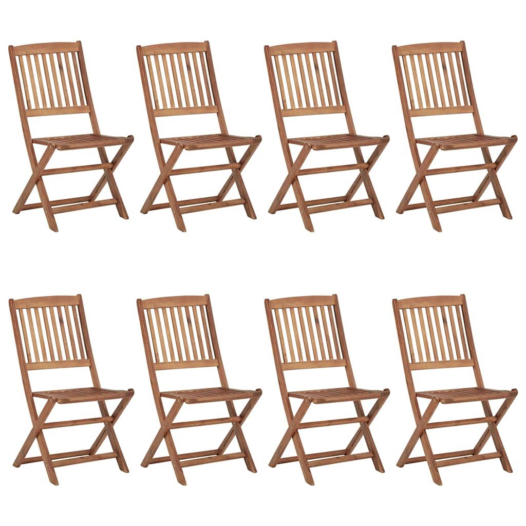 Sedie da Giardino Pieghevoli 8 pz con Cuscini Massello Acacia vidaXL