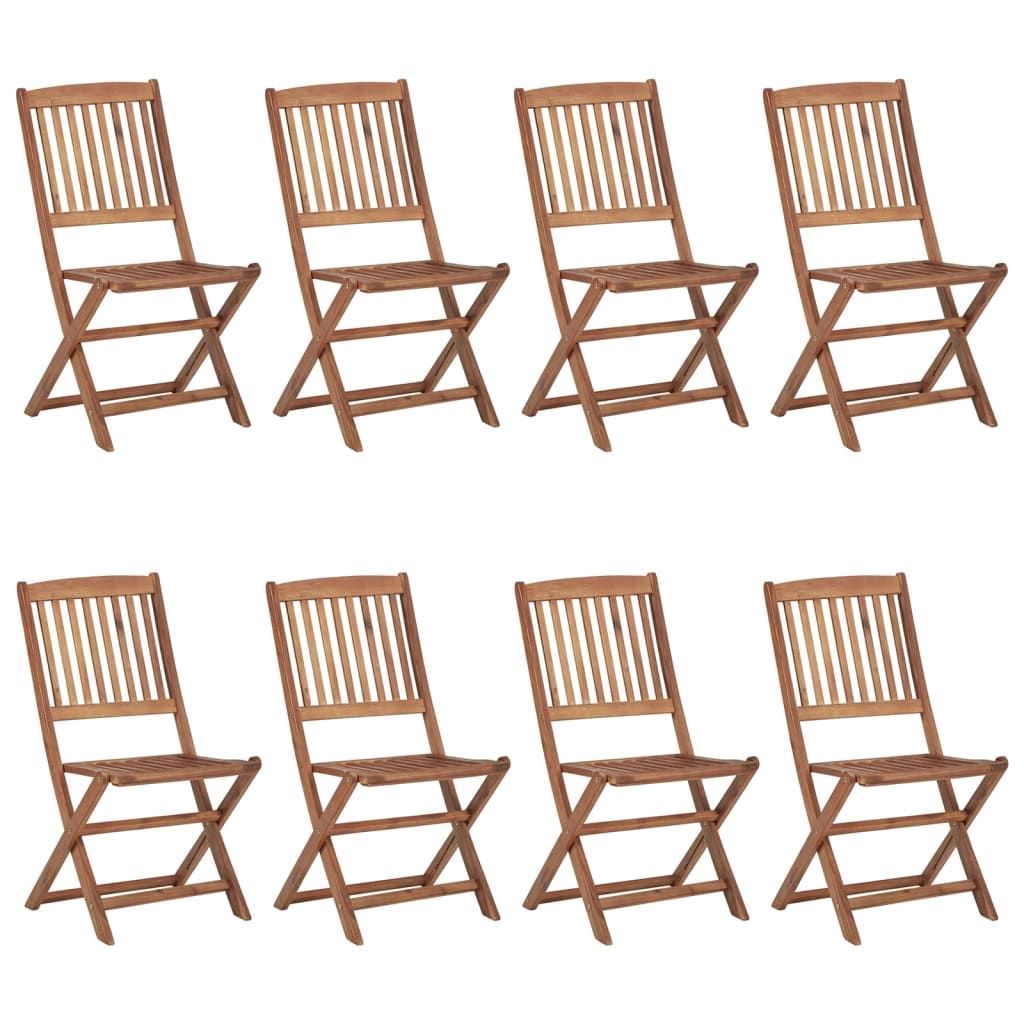 Sedie da Giardino Pieghevoli 8 pz con Cuscini Massello Acacia vidaXL