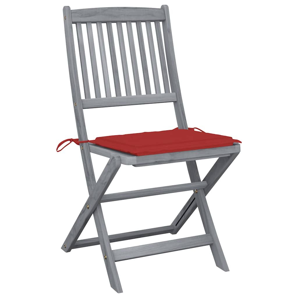 Sedie da Giardino Pieghevoli 4pz con Cuscini in Massello Acacia vidaXL