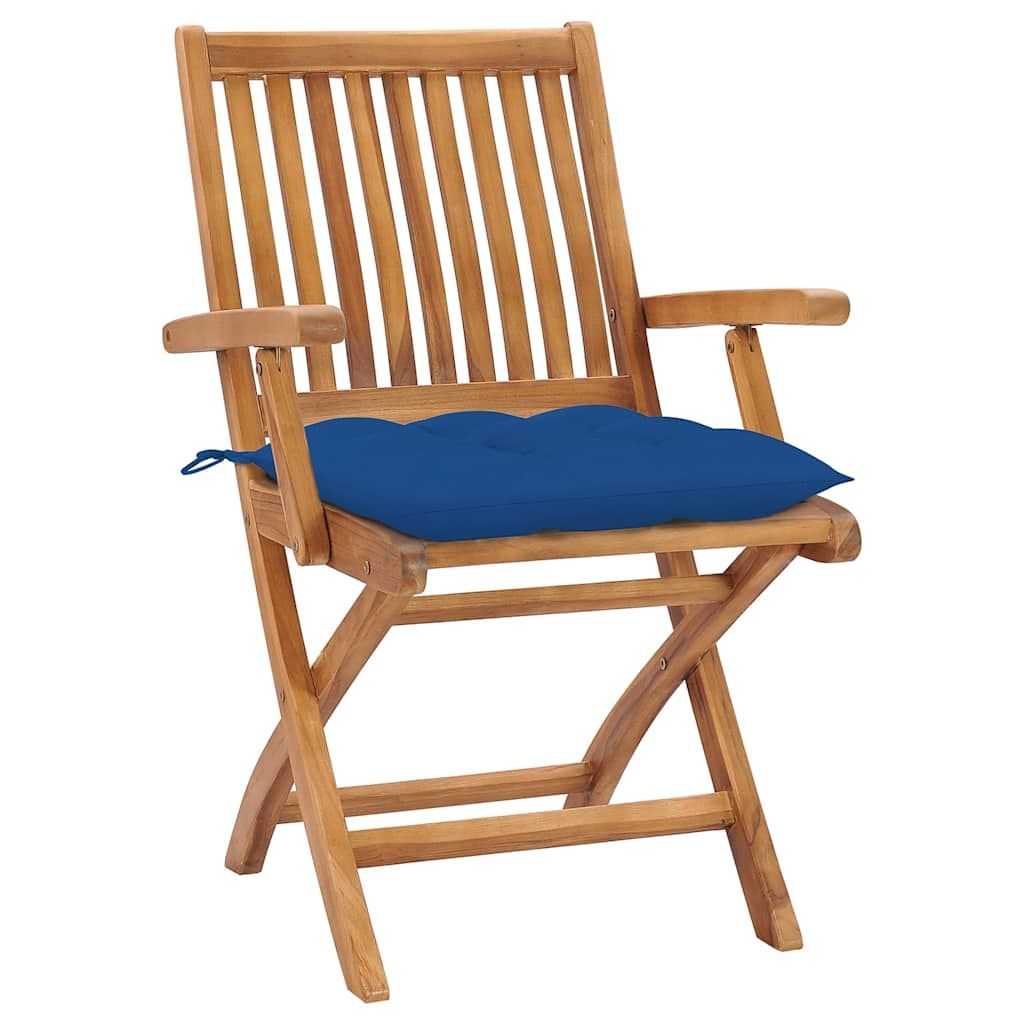 Sedie da Giardino Pieghevoli con Cuscini 6 pz Massello di Teak vidaXL