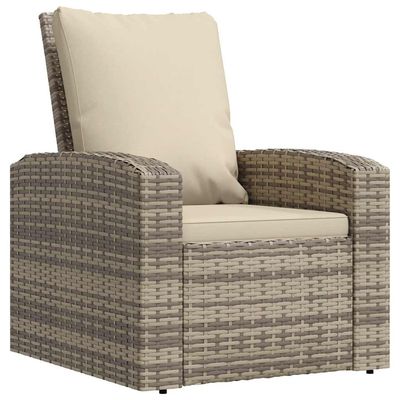 Poltrona Reclinabile Giardino Cuscini Marrone Chiaro Polyrattan vidaXL